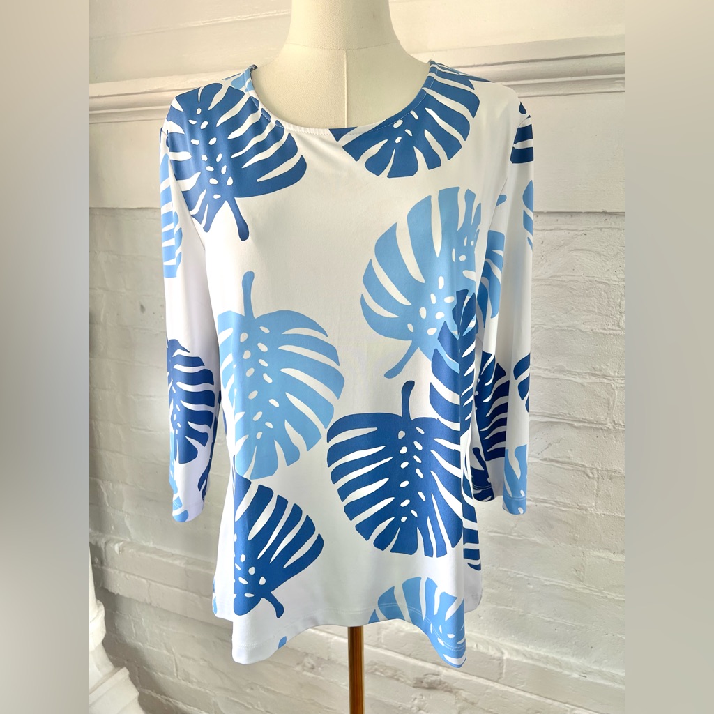 Sailor Sailor Crew Tee Blue Monstera 50 Upf Wicking Sailor Cloth Sun Shirt